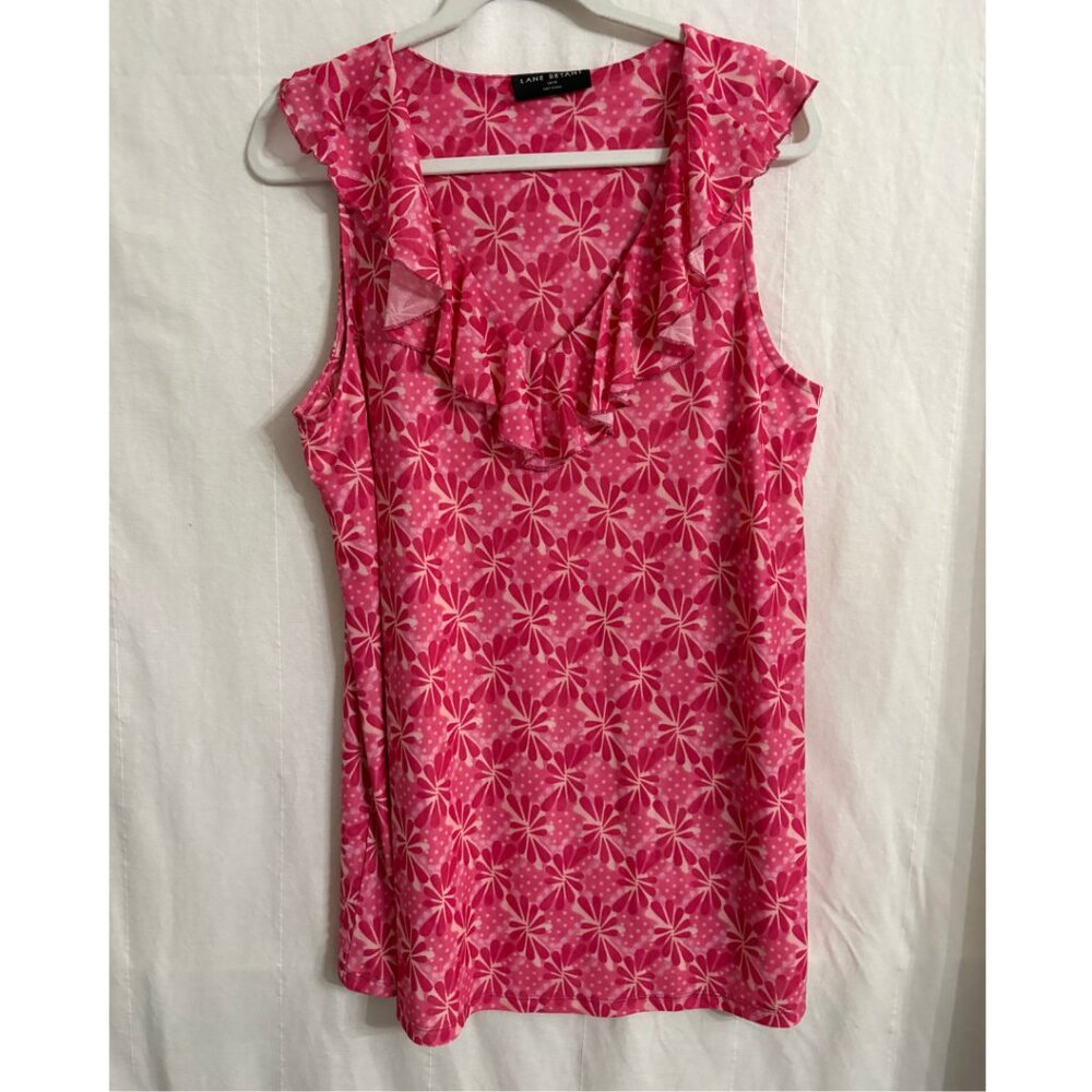 Sleeveless Ruffle V-Neck Mesh Top - Picture 2 of 6